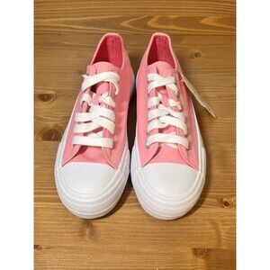 Wonder Nation Girl Pink Casual Canvas Lace-up Platform Sneakers Size 1